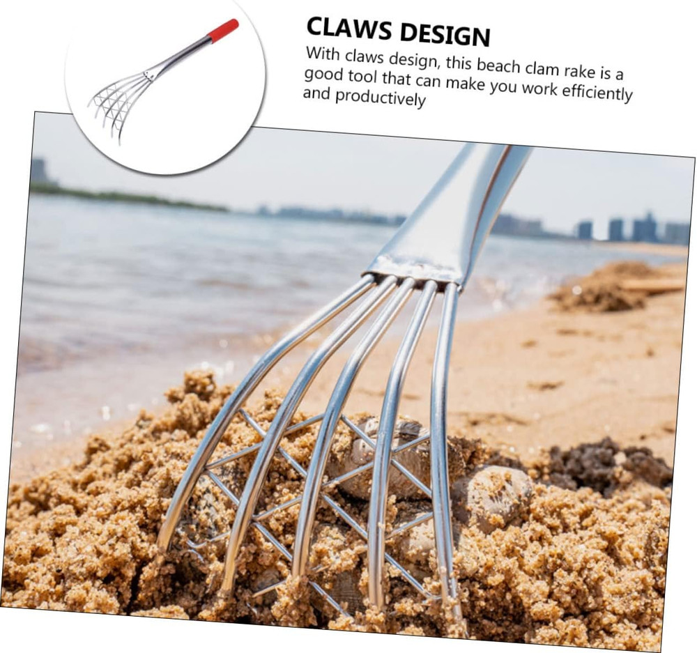 Stainless Steel Clam Rake 15.74 Inch Hand Tool with Sharp Claws for Efficient Cl