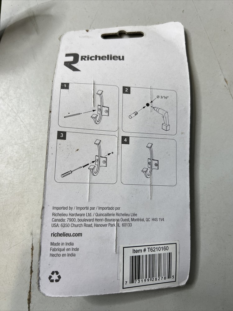 (2) Richelieu Hardware Brushed Brass Coat Hook Hat Key
