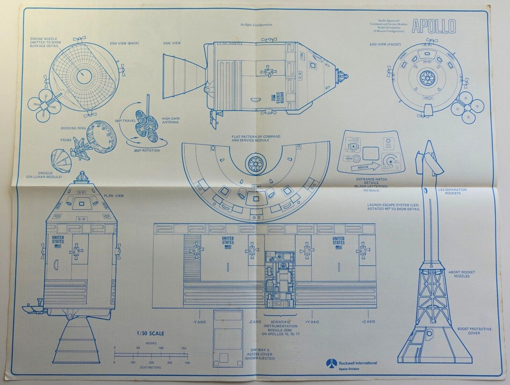 Apollo Spacecraft J-Mission configuration historical info Schematic Pamphlet 22”