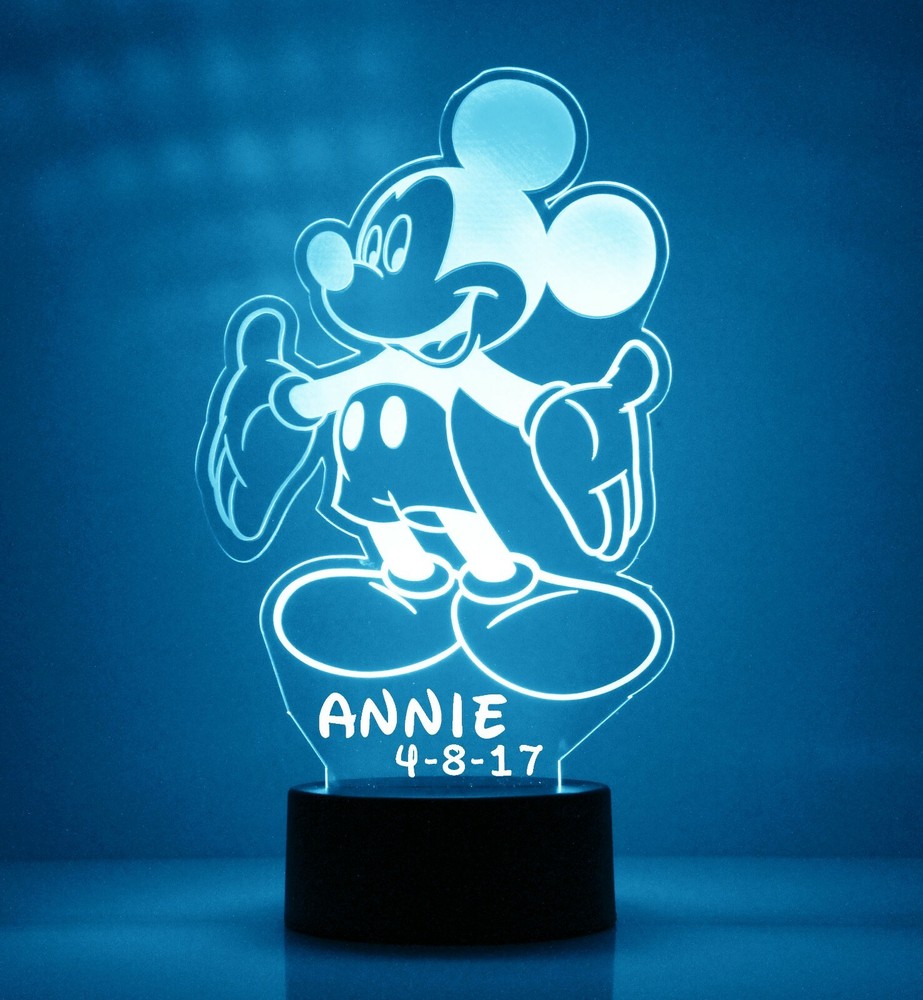 Mickey Mouse Personalized FREE LED Night Light Lamp with Remote Control Light