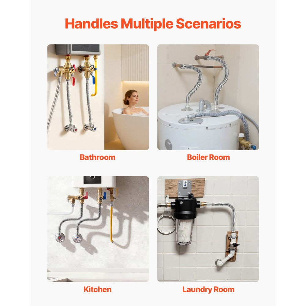 Uimoso 18-Inch Water Heater Kit with Flexible Connector for Kitchen Use