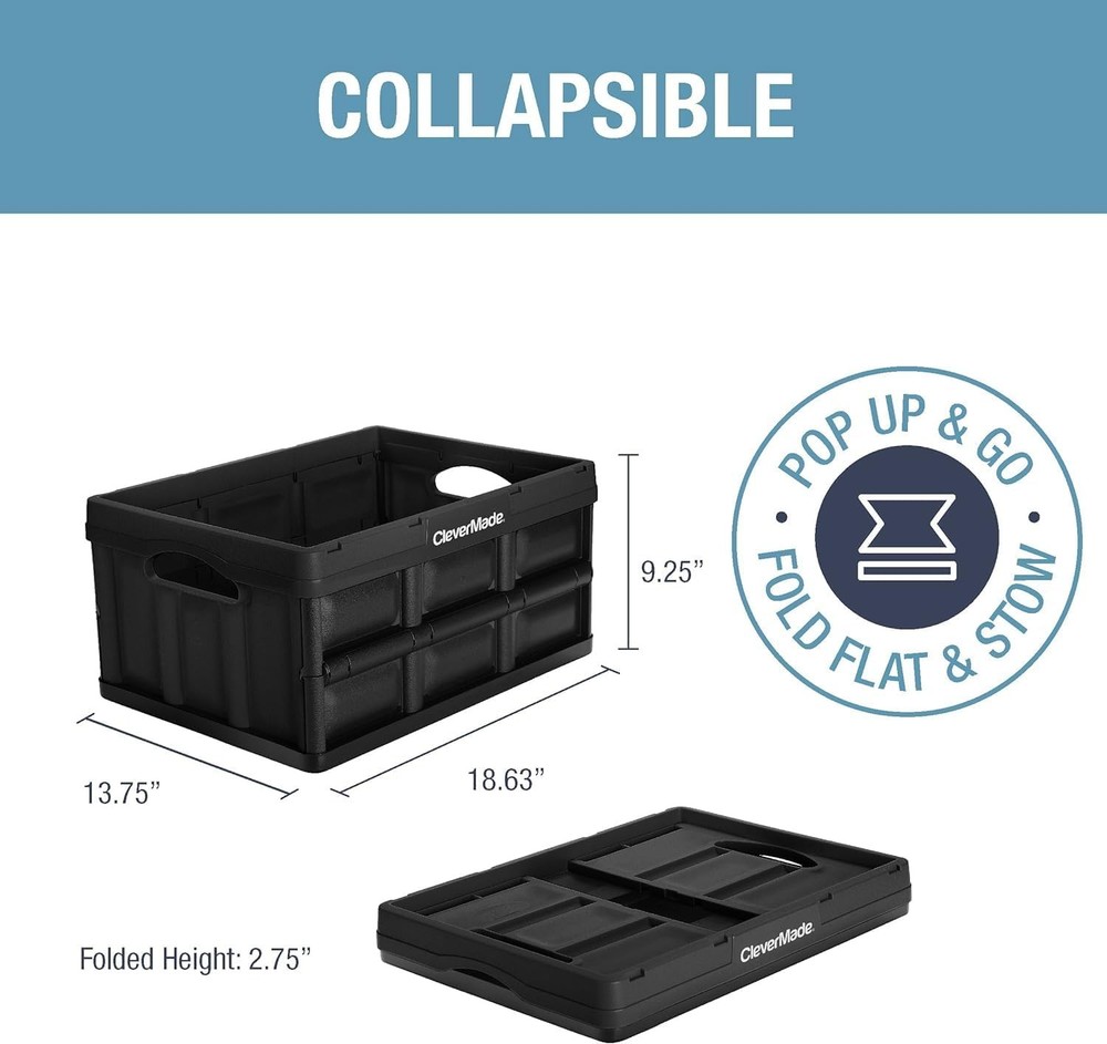 Collapsible Storage Bins Obsidian 3 Pack 32L Stackable Containers Heavy Duty