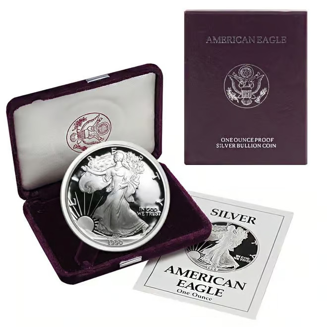 1990 S Proof Silver Eagle w/Box & COA ~ PRISTINE ~