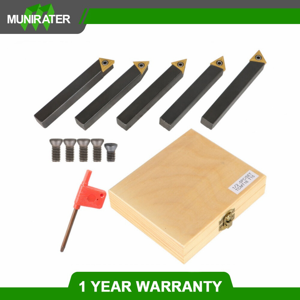 5 Pack 1/2" Indexable Turning Tool Lathe Tool Bit Carbide With Carbide Inserts