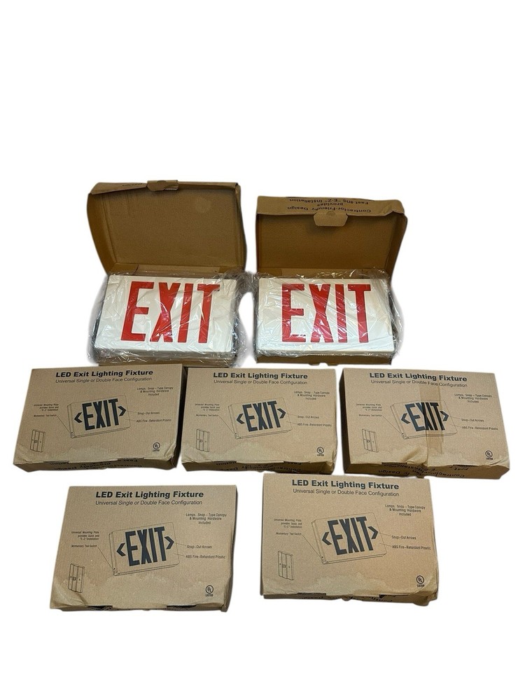 LED Exit Lighting Fixture Set Of 7 New