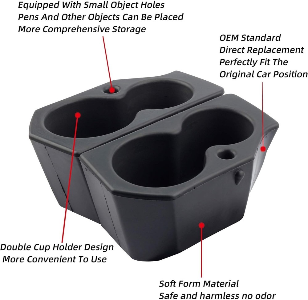 Two-piece door cup holders, front driver/passenger foam cup holders