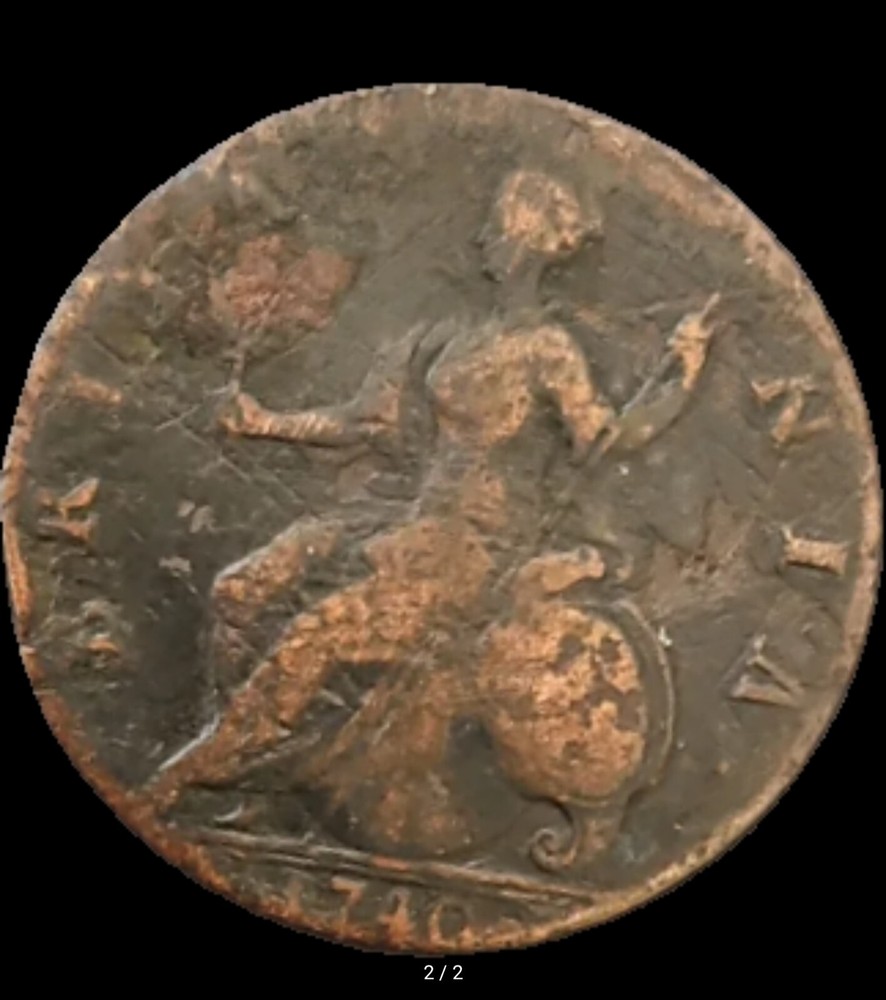 GREAT BRITAIN. 1740, Halfpenny, King George II