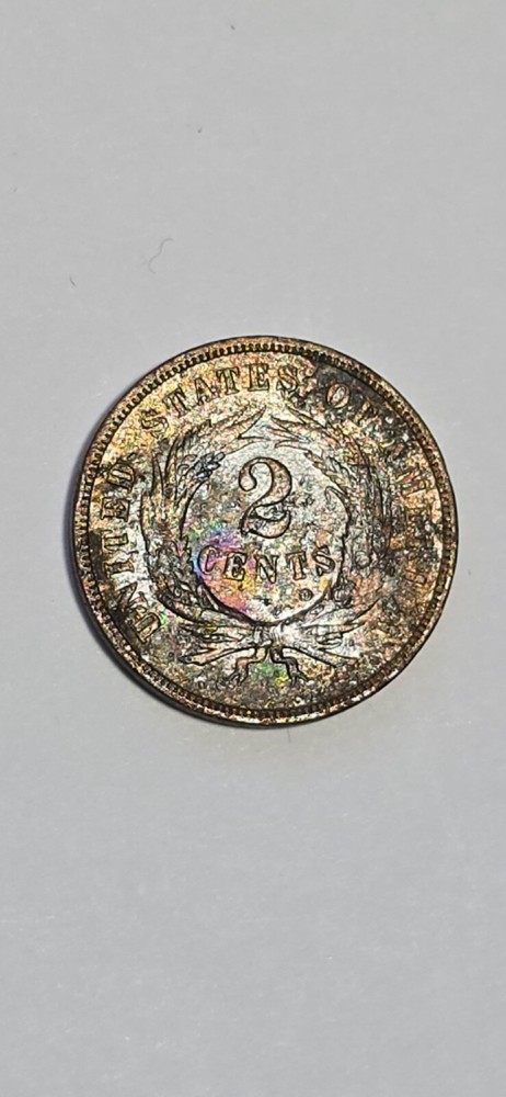 1865 Two Cent Piece Uncirculated Environmental Damage