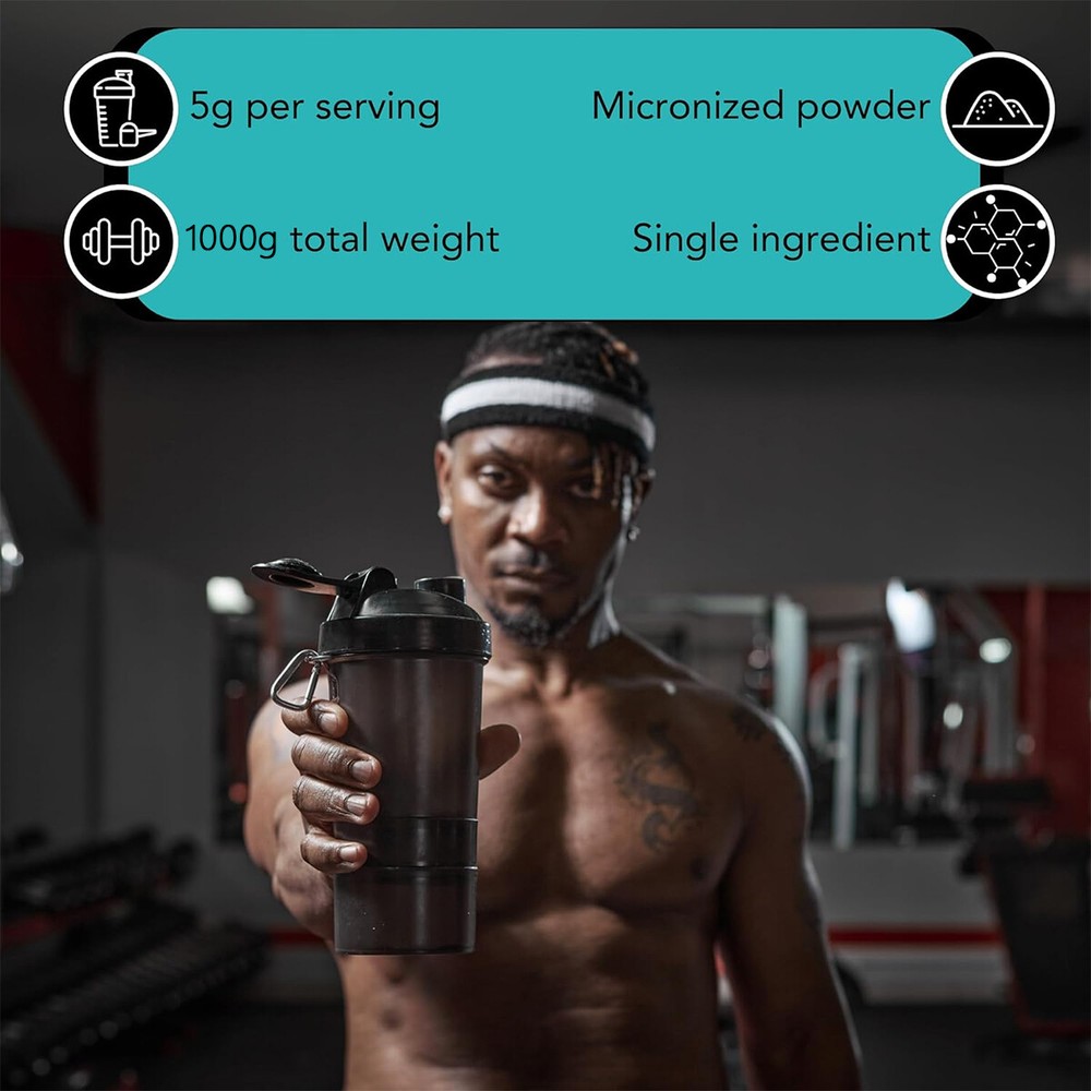 Pure Creatine Monohydrate 2.2lbs - Powder Micronized 200 Servings 5g Per Serving