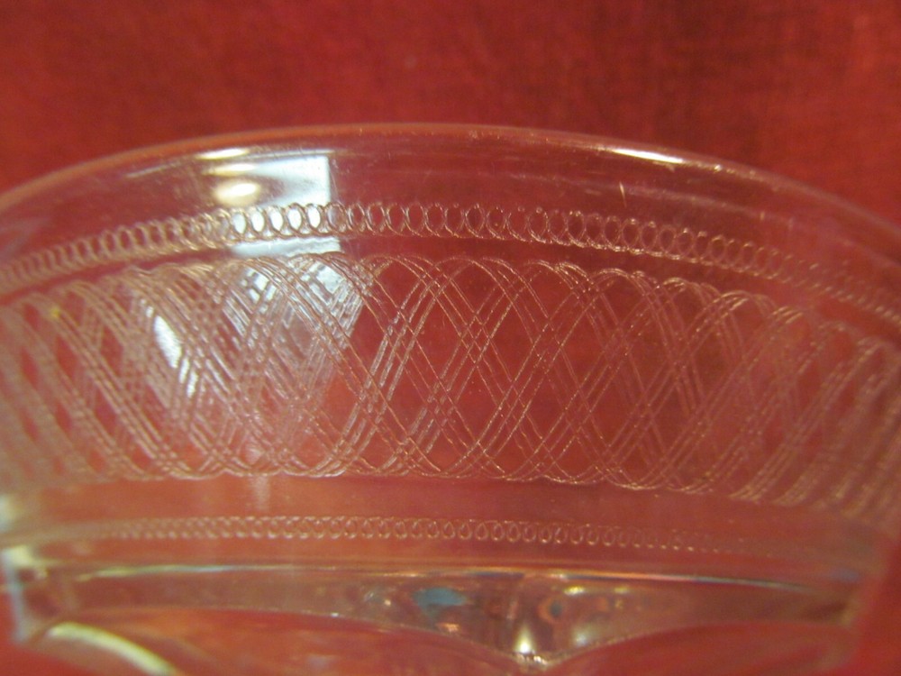 6" EAPG ETCHED BOWL WITH SINE WAVE PATTERNS