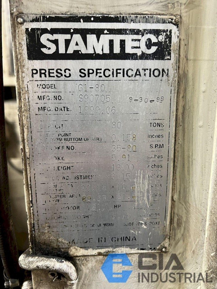 88 TON STAMTEC GAP FRAME PRESS