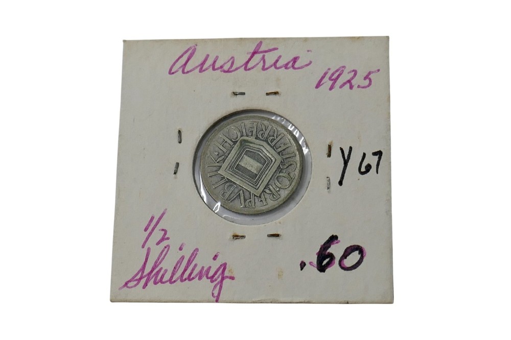 Austria 1925 Austrian Shield 1/2 Schilling Silver Coin