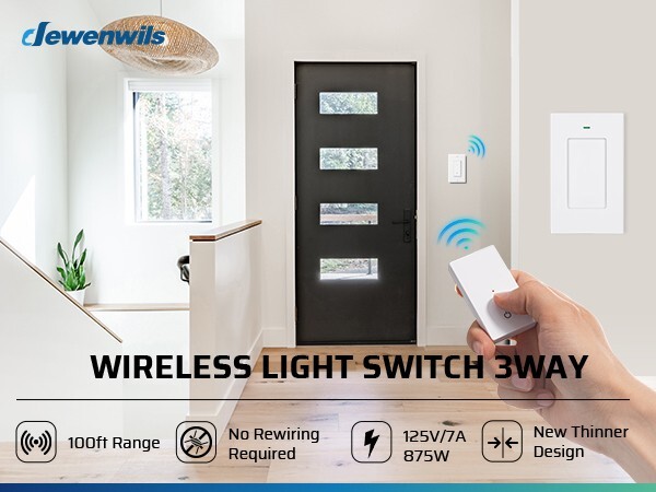 DEWENEILS 3 Way Wireless Light Switch,125V Wireless Light Switch and Receiver