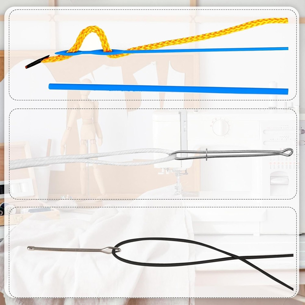 8Pcs Drawstring Threader Tool Set,Flexible Drawstring Threaders Plastic Drawstri