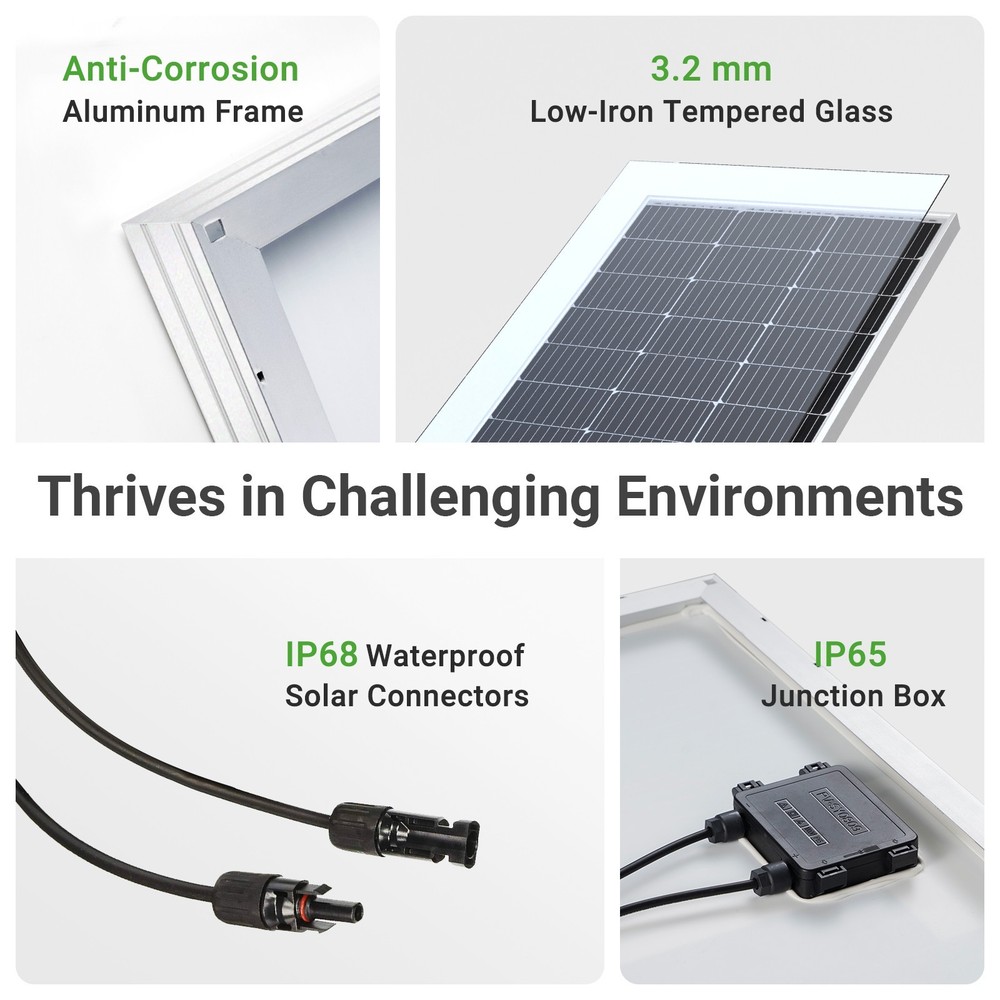 Traver Force 100W 12V 10BB Monocrystalline Solar Panel