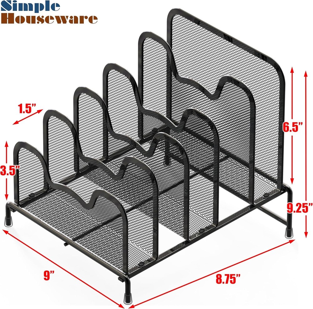 Desk 5 Sections Step File Sorter Organizer, Black