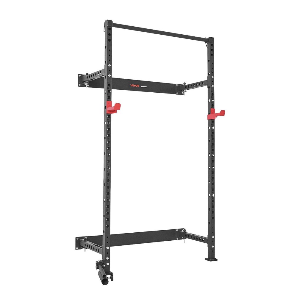 Foldable Squat Rack with Pull-Up Bar: Space-Saving, 1000lb, J-Hooks & Landmine