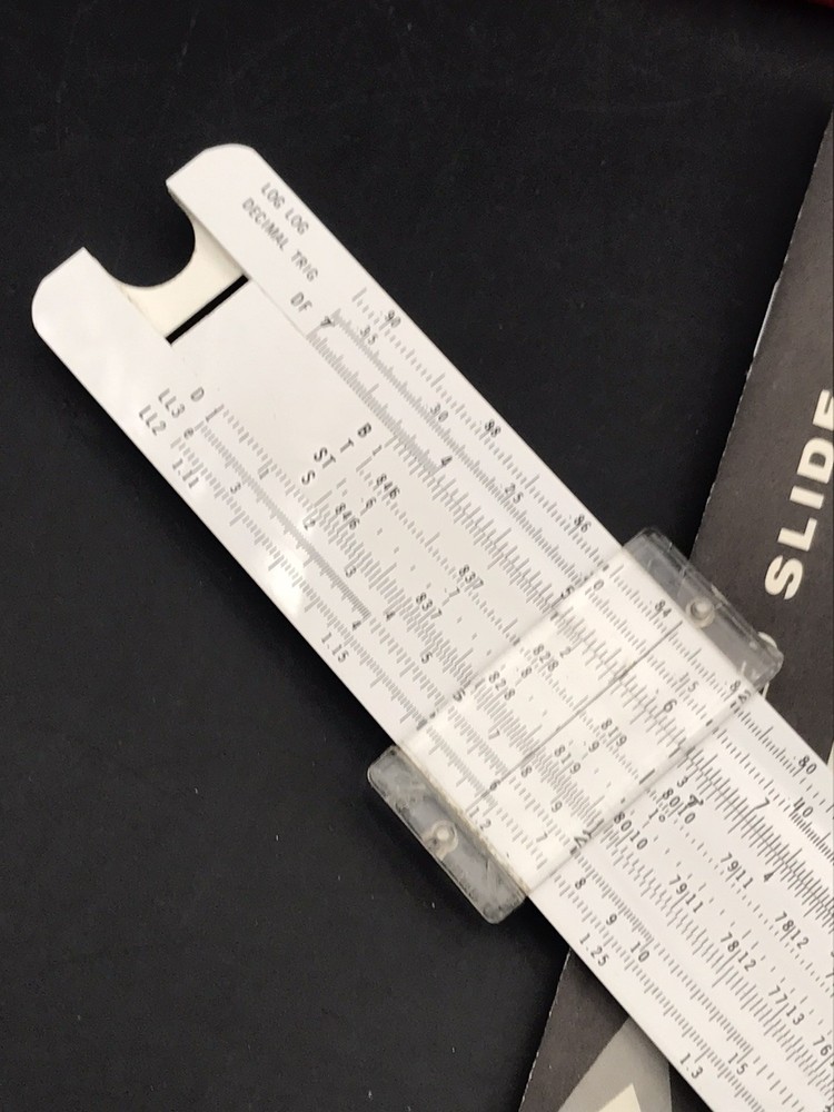 Acu-Math #150 Engraved Slide Rule w/ Hard Case & Instructions