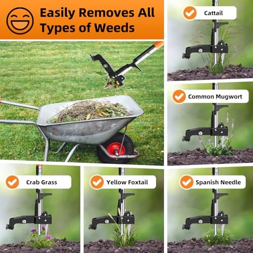 Weed Puller Tool, Heavy Duty Stand Up Weed Puller with 39.3" Long Handle Orange