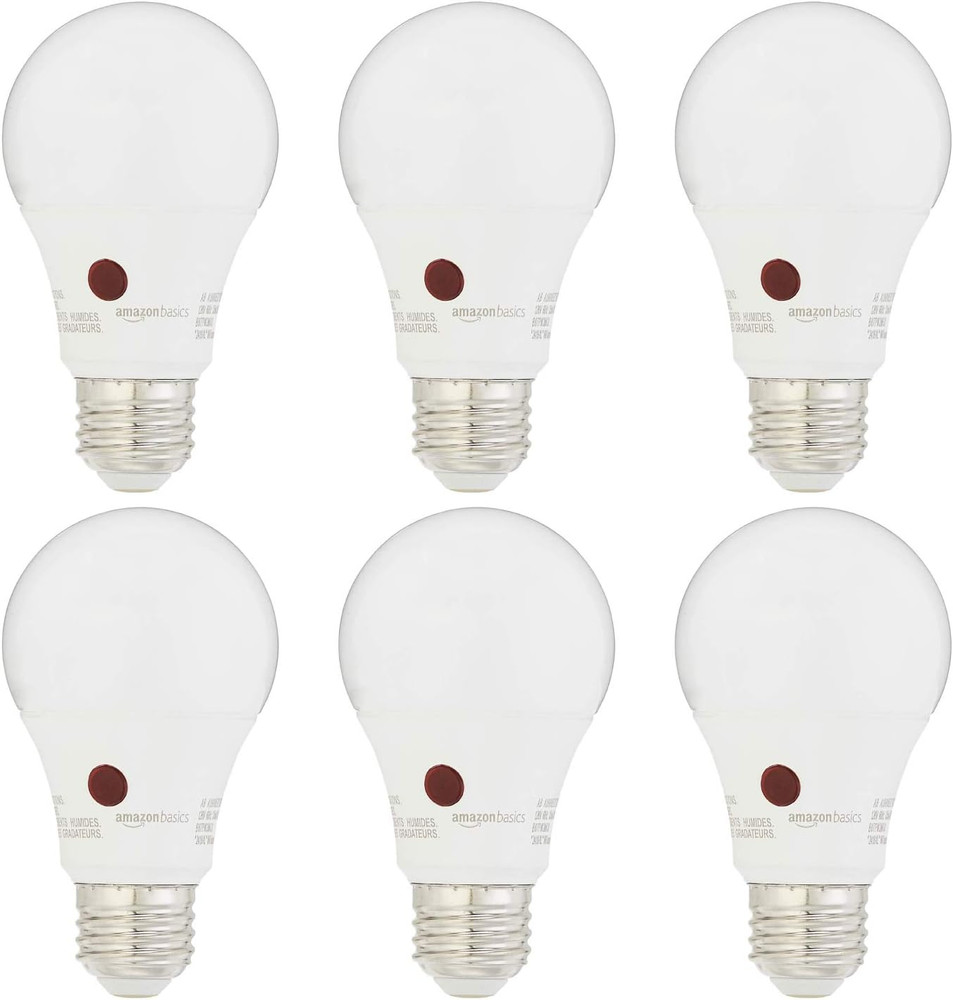 Amazon Basics A19 Dusk to Dawn Sensor LED Outdoor Light Bulb, 60W Equivalent, En