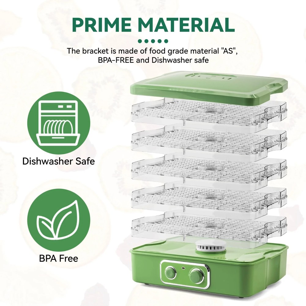 Food Dehydrator BPA-Free Stackable Tray Adjustable Temperature