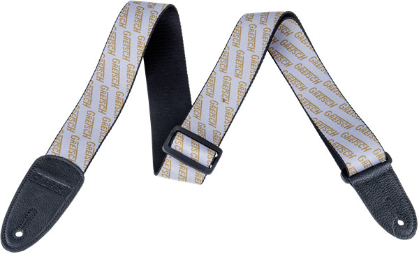 Genuine Gretsch Strap with Gold Logos, White