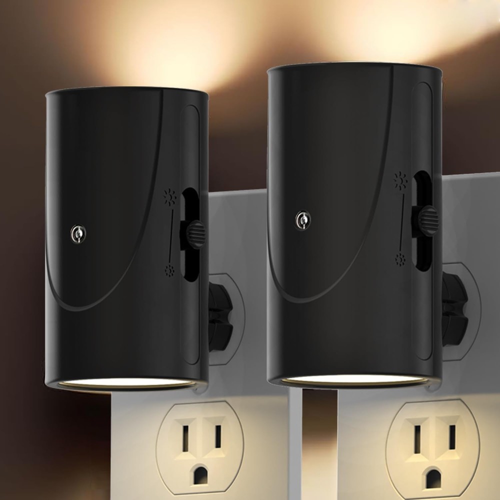 2-Pack Dimmable LED Night Light Plug-in Wall Sensor Dusk to Dawn Soft White 3000
