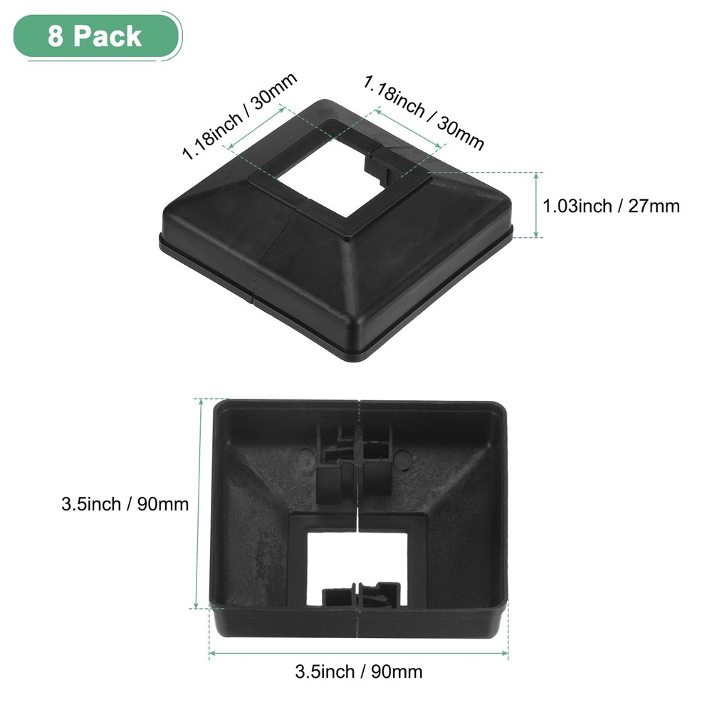 8-Pack Post Base Cover, Internal 1.18"x 1.18" Post Skirt Split Type for Railing