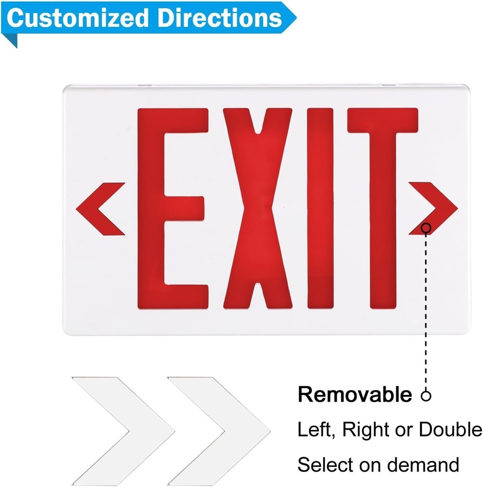 Emergency Exit Light with Backup Battery Single / Double Face Hardwired Sign
