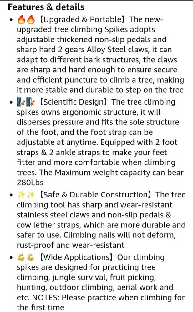 Tree Climbing Spurs Steel