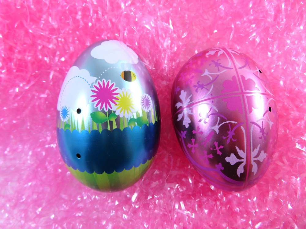 Empty Tin Easter Eggs With Ventilation Holes Candy Containers Spring Décor