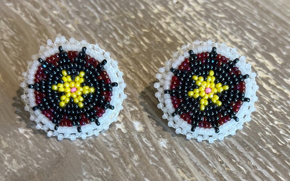 Southwest Handcrafted Seed Bead Leather Stud Earrings