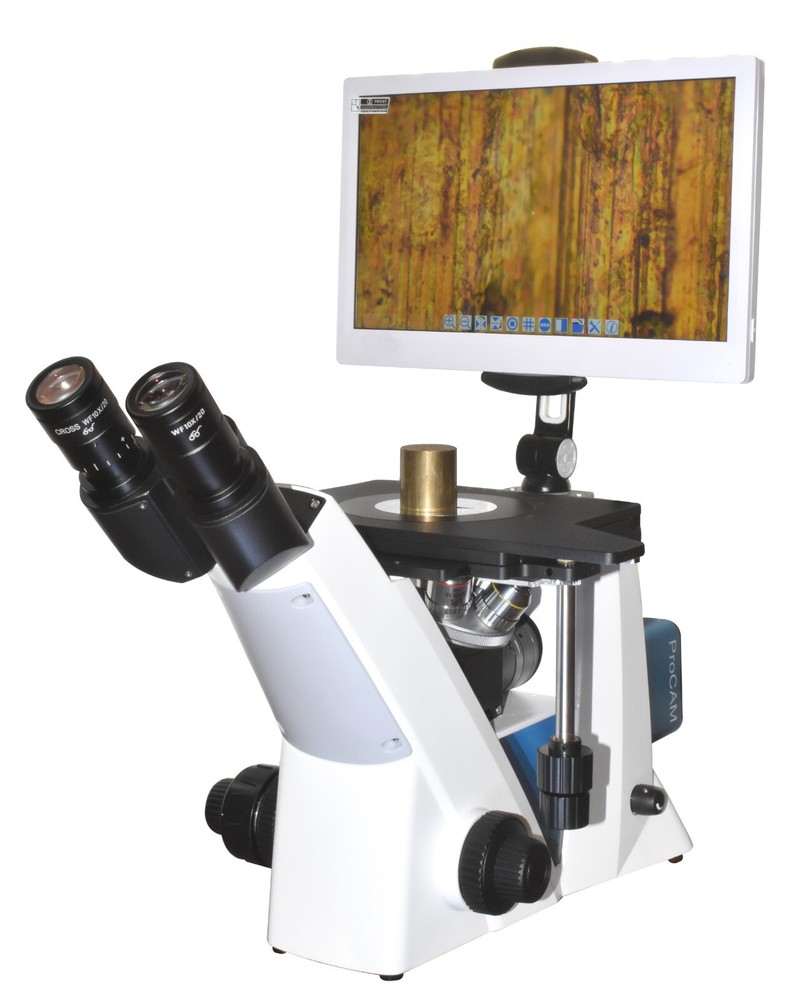Inverted Metallurgical Material Science Grain Size Microscope w 4K camera & LCD