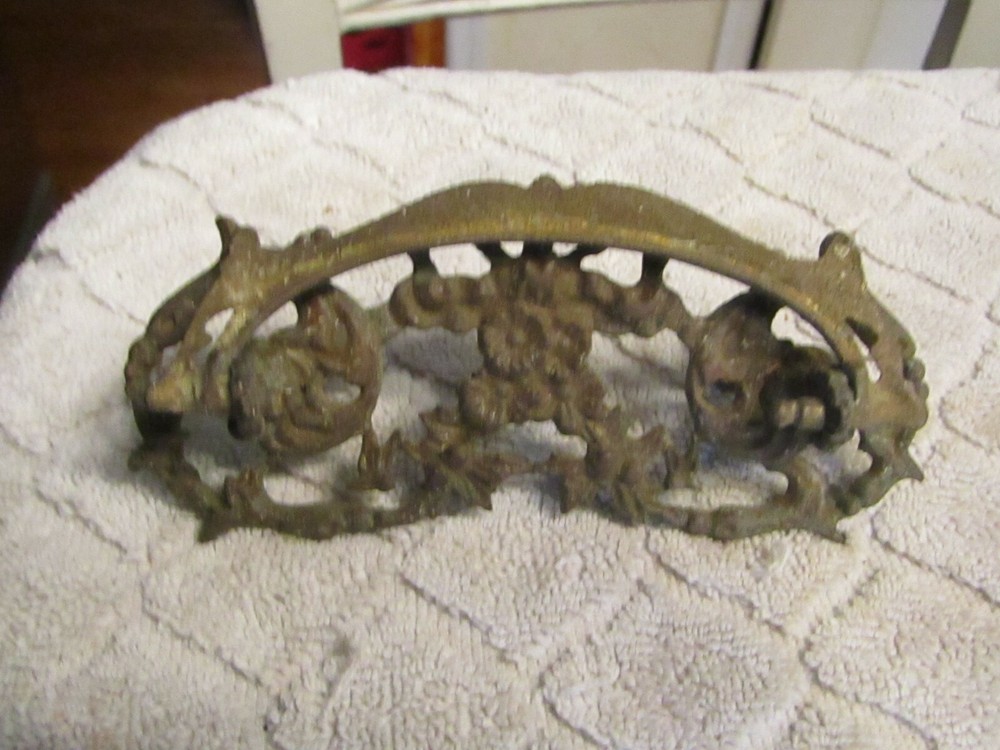 Antique Victorian Age Brass Drawer Pull Decorative Listing 10