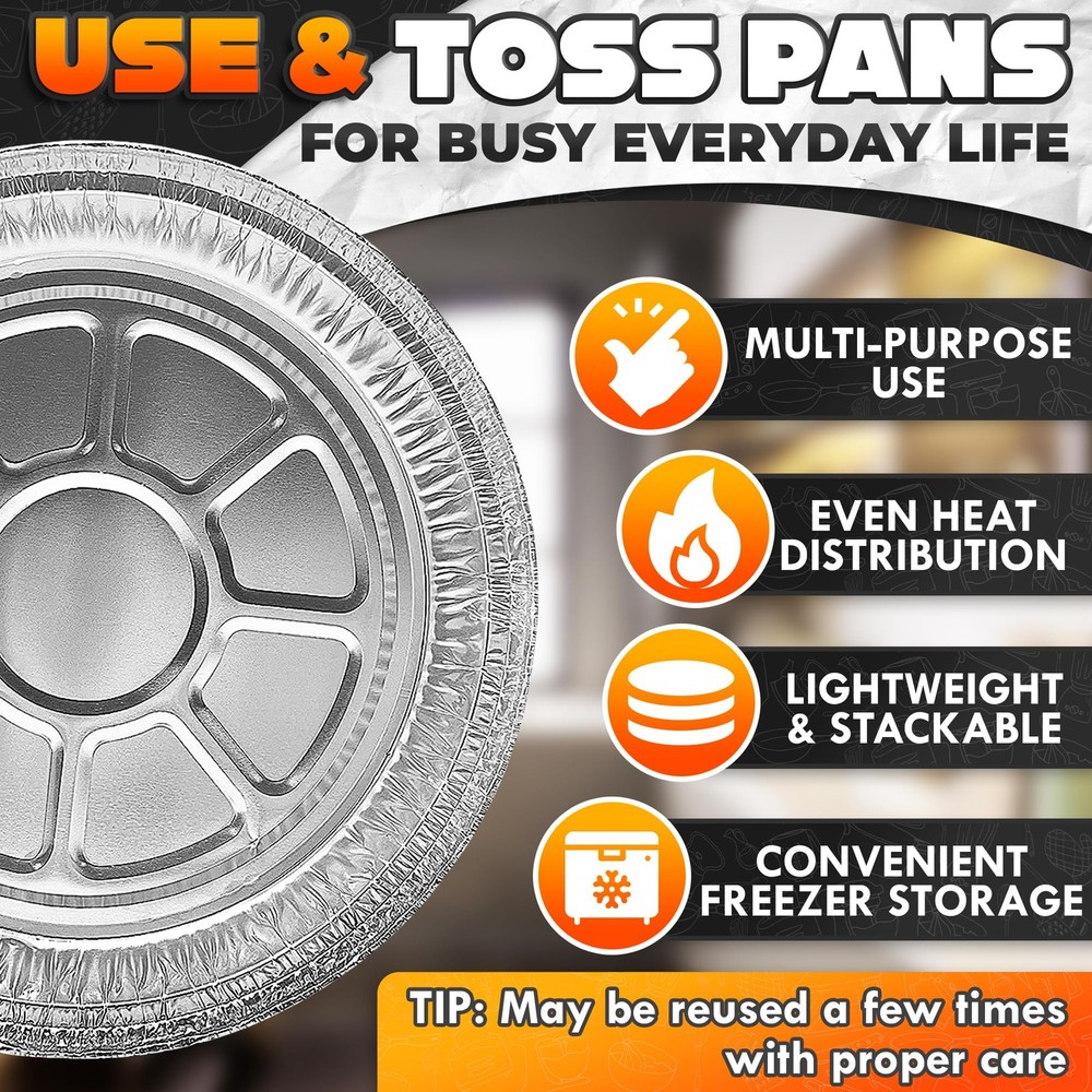 Round Foil Cake Pans – 50 Pack 6" Reusable Aluminum Baking Pans | Stackable, ...