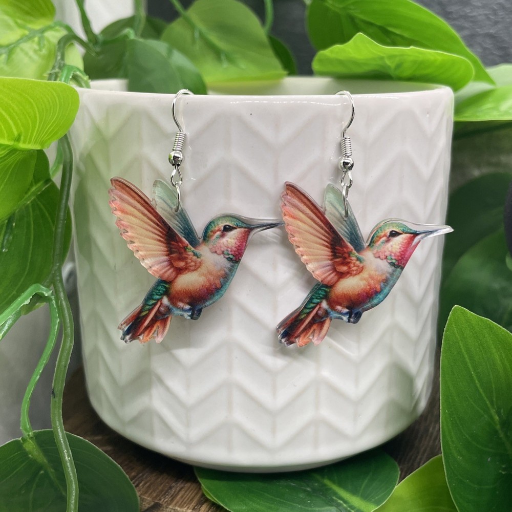 2” Silver-tone Hummingbird Boho Drop Dangle Earring Set  New Free Ship B7944