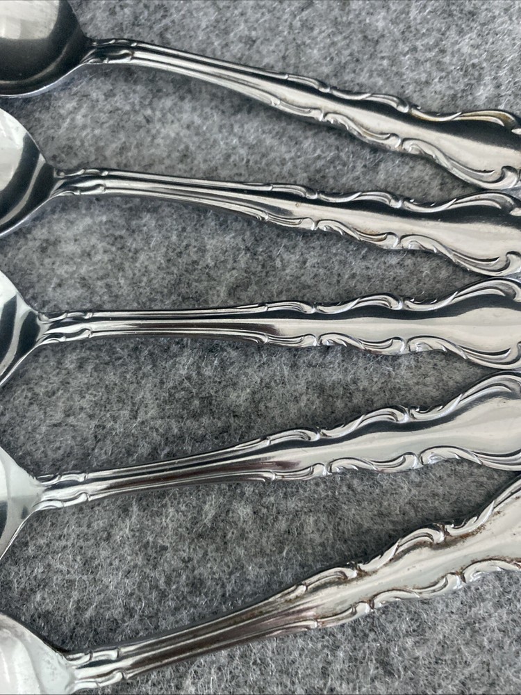 5 TOWLE/SUPREME CUTLERY STAINLESS FLATWARE, "PIERRE" PATTERN, TEASPOONS