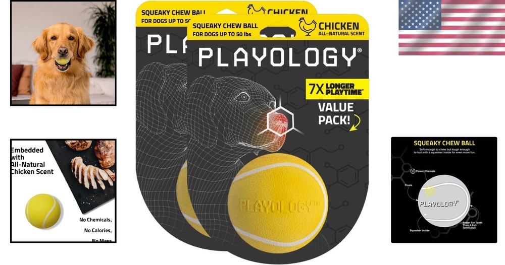 Squeaky Ball for Dogs | Chicken Scent
