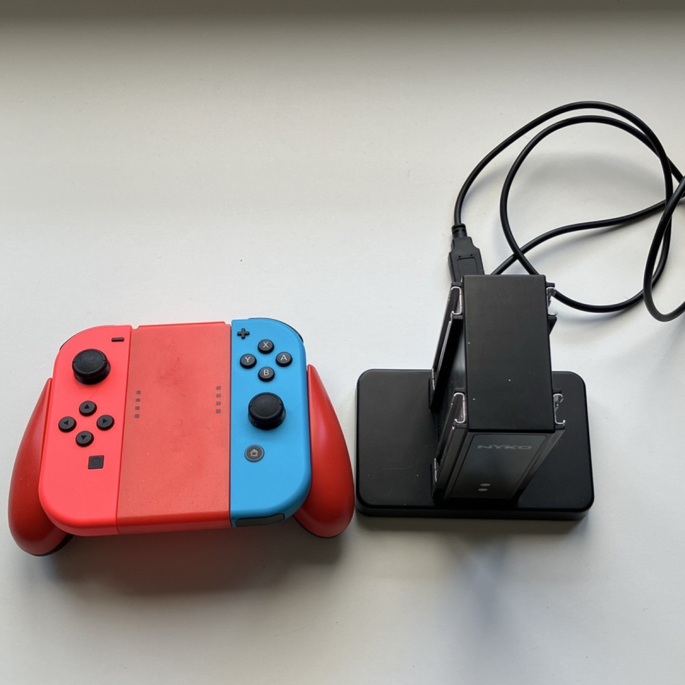 Nintendo & Nyko Switch Joy-Con Grips, Charging Dock, USB Cable Bundle