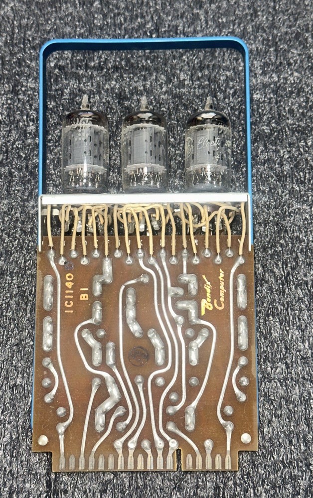 Bendix G-15 Computer "BI” Buffer Inverter Blue Handle Board w/ Three 5965 Tubes