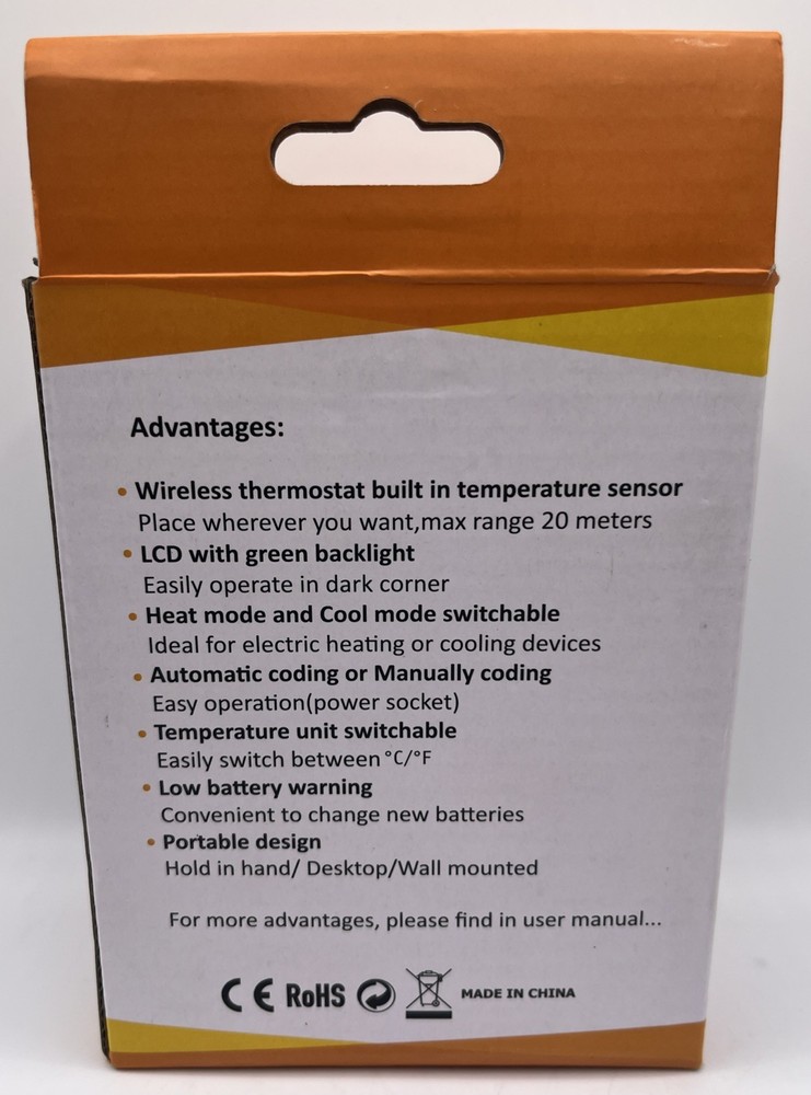 Wireless Thermostat LCD Remote Module Display Controller Heating Cooling.OPEN 📦