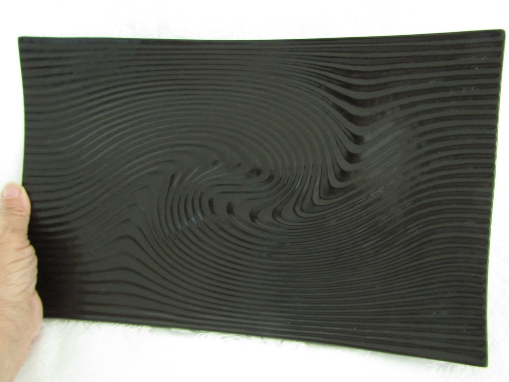Baum Brothers Black Textured Sand Dune Stoneware 14” Rectangular Platter