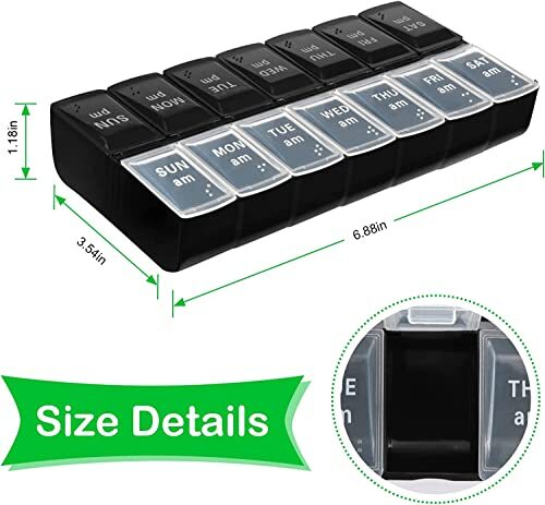 Large Pill Organizer Weekly Pill Box AM/PM 7 Day Pill Storage Container