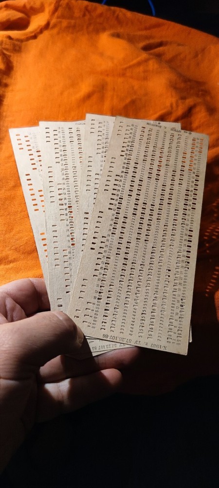 3x VINTAGE MAINFRAME COMPUTER Perforated PUNCH CARDS  IBM 80 column card format