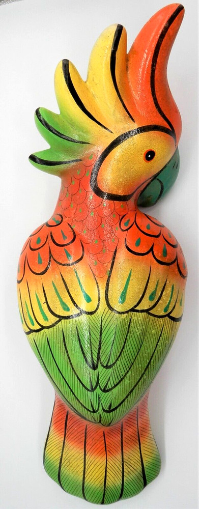 Large Hanging Perched Pottery Parrot 19" Long