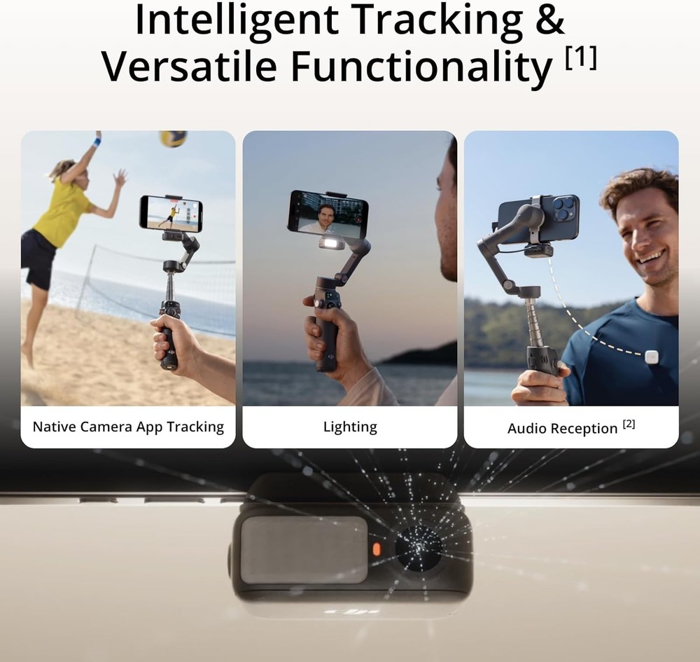 DJI Osmo Mobile 7P Gimbal Stabilizer for iPhone, Android, Native Tracking, Light