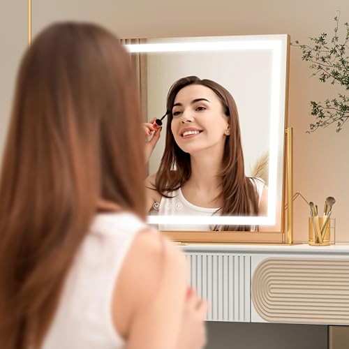 Vanity Mirror with Lights, 24'' x 20'' Lighted Makeup Mirror, Touch Screen
