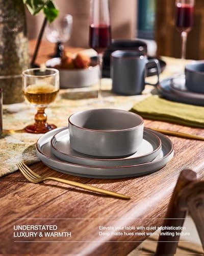Nebula Ridge Stoneware Dinnerware Sets, Plates and Bowls Set(12pcs) Multicolor