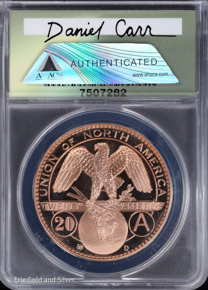 2007 D Token Dan Carr Moonlight Mint 20 Ameros Seated Liberty Eagle ANACS MS 69