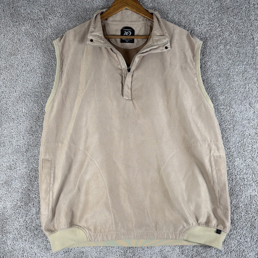 Zero Restriction Vest Mens 2XL Beige Tan 1/4 Zip Soft Brush Golf Pullover Base